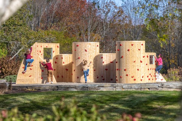 Curved playground climber