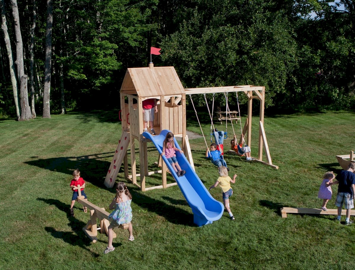 Frolic 166 Wooden Swing Set and Outdoor Playset CedarWorks Playsets