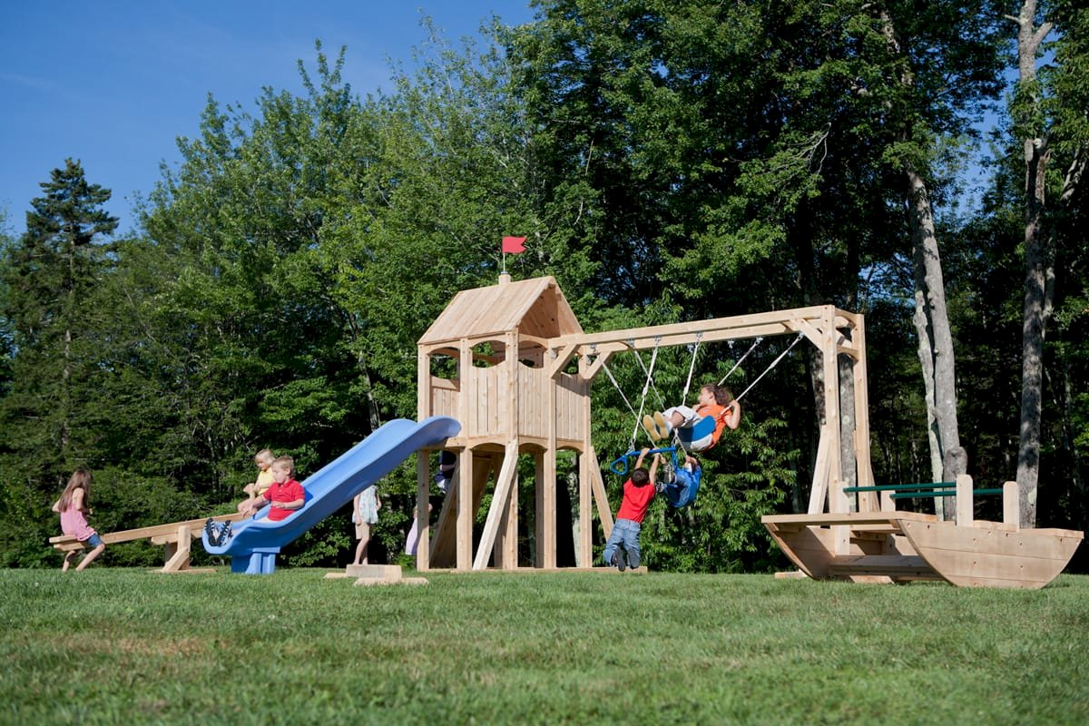 Frolic 166 Wooden Swing Set and Outdoor Playset CedarWorks Playsets