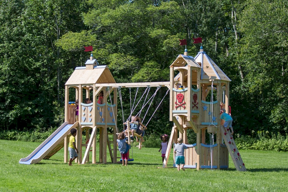 Frolic 480 Wooden Swing Set and Outdoor Playset CedarWorks Playsets