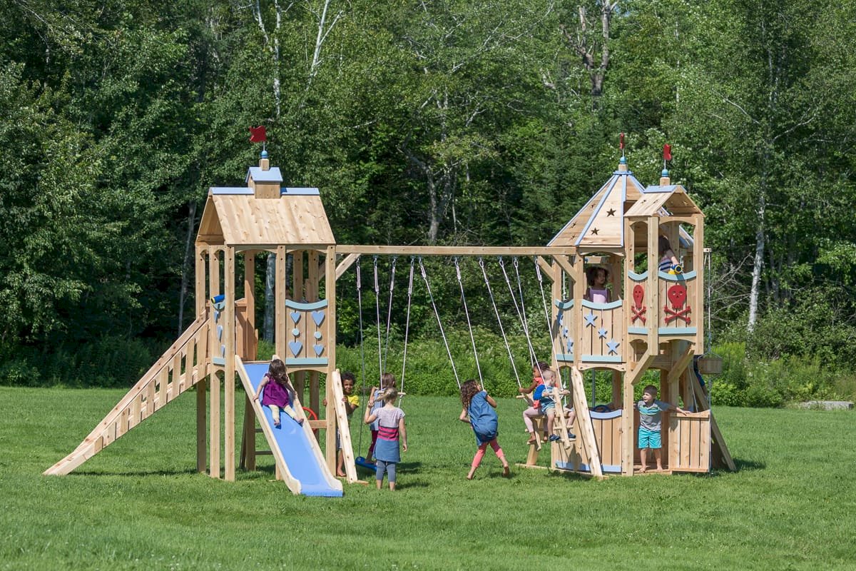 Frolic 480 Wooden Swing Set and Outdoor Playset CedarWorks Playsets