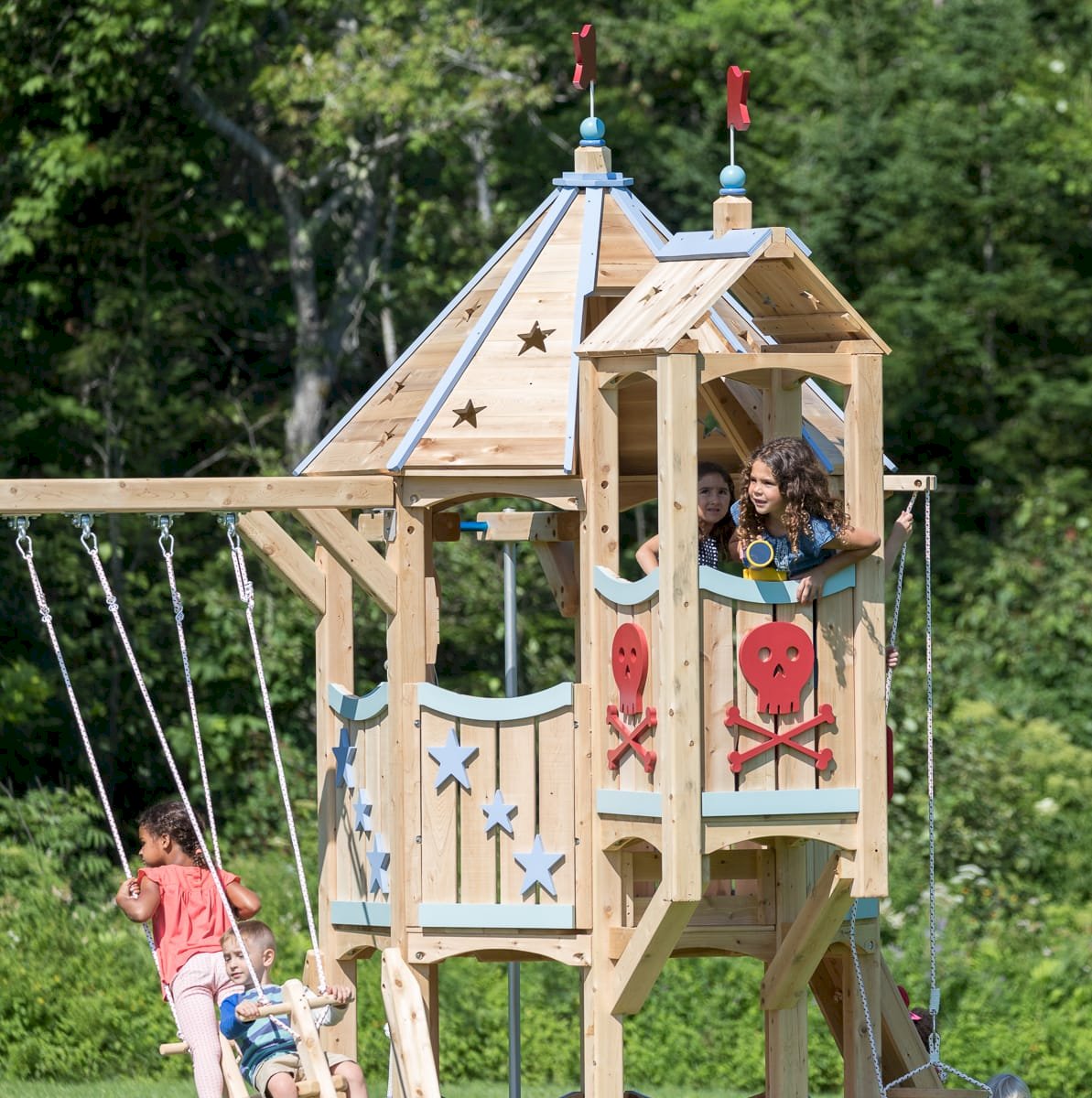 Frolic 480 Wooden Swing Set and Outdoor Playset CedarWorks Playsets