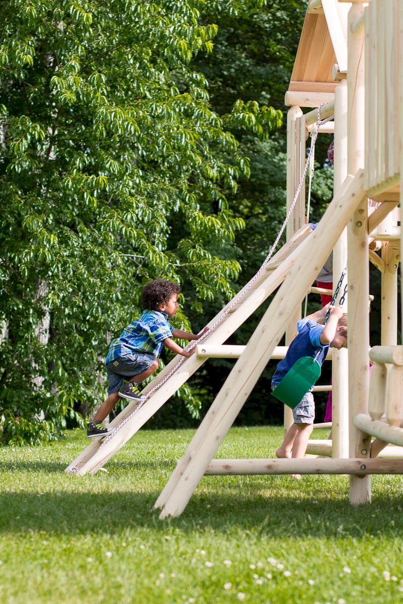 PlayaRound Frontier Fort Wooden Swing Set and Outdoor