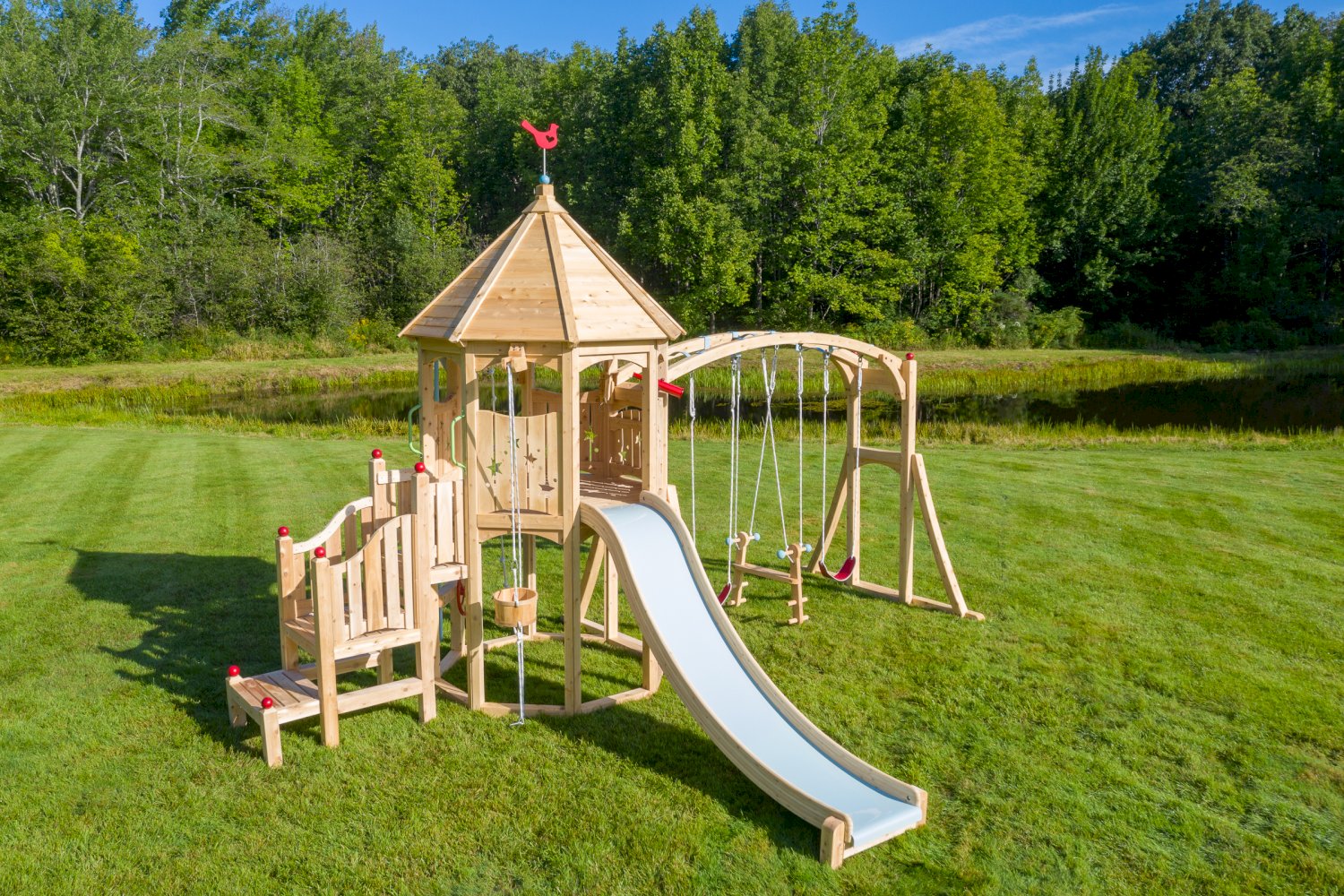 Serendipity 394 Wooden Swing Set and Outdoor Playset CedarWorks Playsets