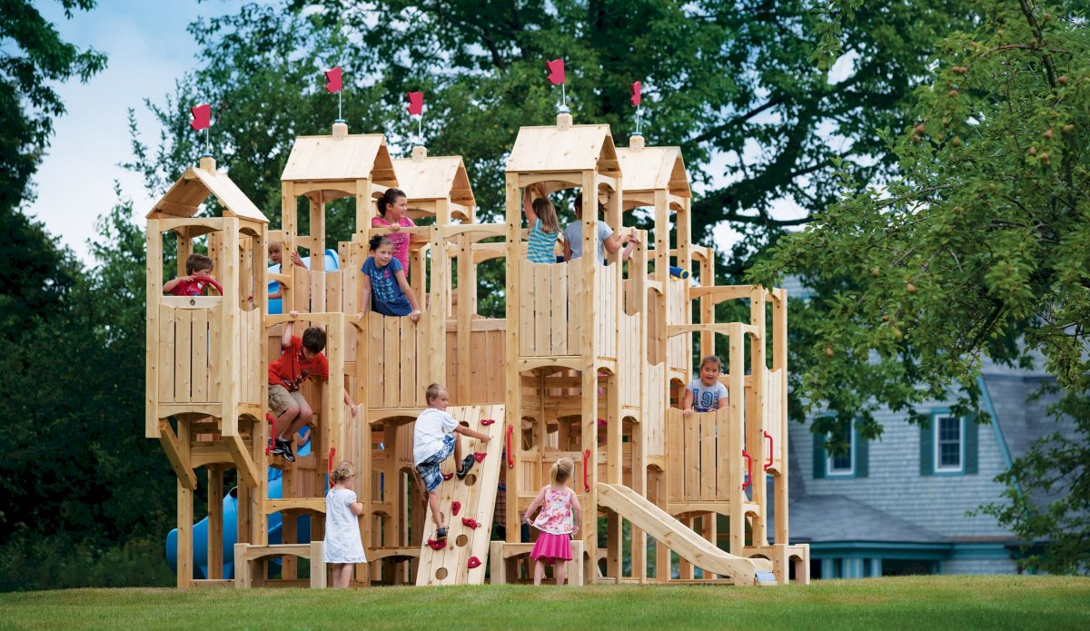 Frolic Wooden Swing Sets for Outdoor Play CedarWorks Playsets