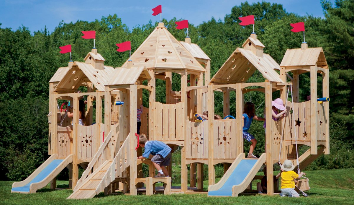 Frolic Wooden Swing Sets for Outdoor Play CedarWorks Playsets