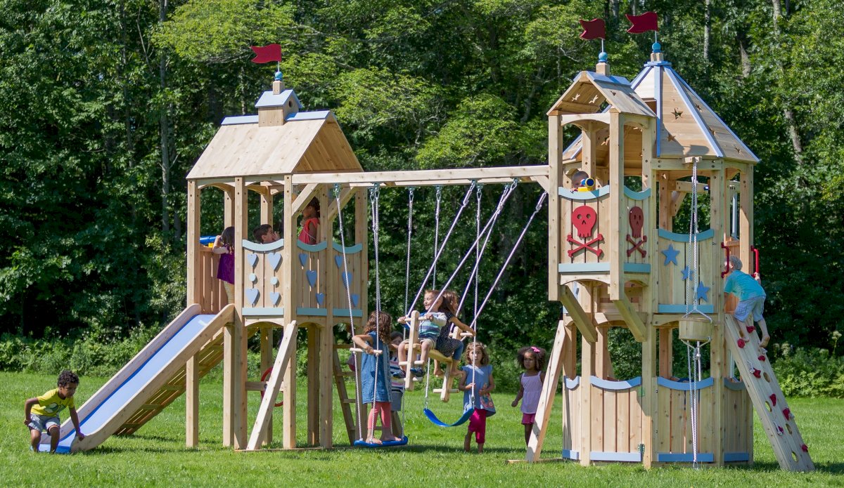 Frolic Wooden Swing Sets for Outdoor Play CedarWorks Playsets