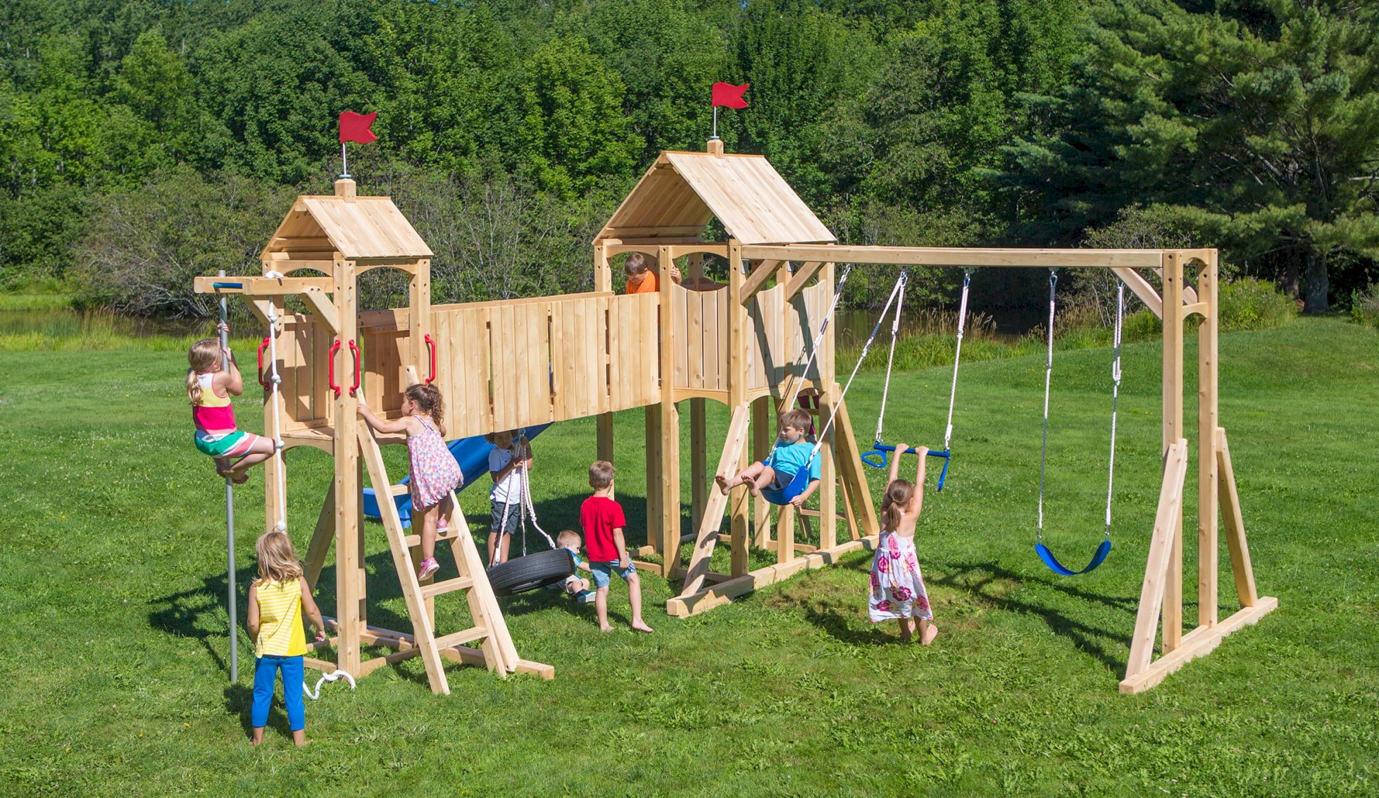 Frolic 782 Wooden Swing Set and Outdoor Playset CedarWorks Playsets