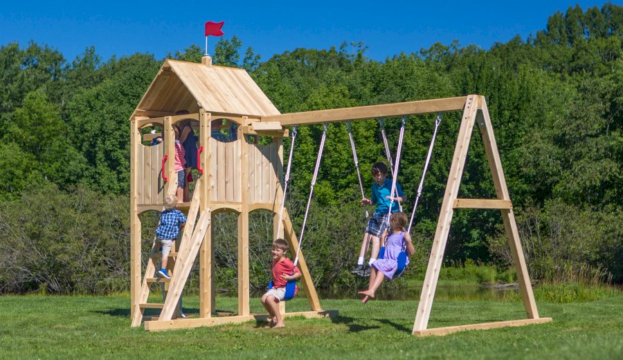 Frolic Wooden Swing Sets for Outdoor Play CedarWorks Playsets